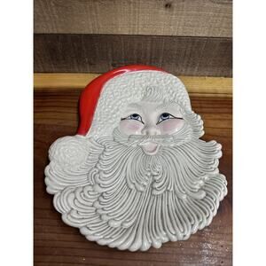 Atlantic Mold Santa Claus Platter Ceramic Hanging Christmas Plate 14" x 11"